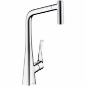 Llave Mezcladora Monomando de Cocina Hansgrohe Metris 14820800 con Extraible Acabad Acero Inoxidable