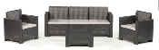 SALA Modelo: SET ALABAMA 3-1-1 CON MESA DE CENTRO  Marca: MERKATARI Material: PLASTICO Color: Gris Oscuro