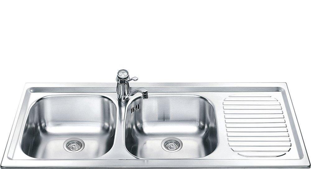 Tarja Doble con Escurridor 86 cm. Smeg Acero Inox. LXP116D