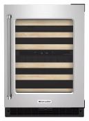 Cava de Vinos 24" (60 cm) apertura derecha Marca: KitchenAid Modelo: KUWR214KSB Color: Negro Inoxidable (2025 07)
