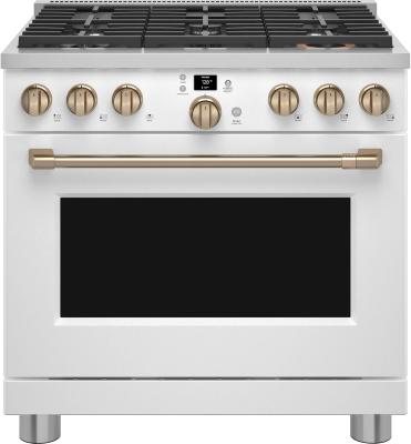 Estufa Profesional "All Gas" 36" (90 cm) Marca: Cafe Modelo: CGY366P4TW2 Color: Acero Inoxidable & Blanco ($6,399 USD) (09 2025)