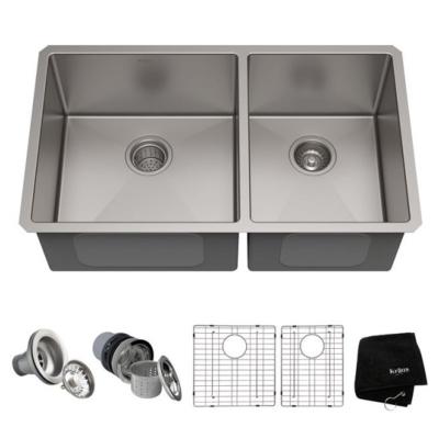 Tarja 2 Tinas 33" (73 cm) Marca: KRAUS Modelo: KHU103-33 Color: Acero Inox (747 USD) (05 2026)