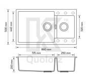 Tarja 2 Tinas de Quarzo Submontar o Empotrar Marca: Kele Modelo: KQD3420A Color: Negro, Café