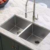 Tarja 2 Tinas 33" (73 cm) Marca: KRAUS Modelo: KHU102-33 Color: Acero Inox (749 USD) (05 2026)