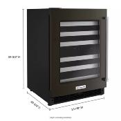 Cava de Vinos 24" (60 cm) apertura izquierda Marca: KitchenAid Modelo: KUWR314KBS Color: Negro Inoxidable (2025 09)