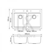 Tarja 2 Tinas de Quarzo Submontar o Empotrar Marca: Kele Modelo: KQD3322A Color: Blanco, Negro, Café