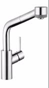 Llave Mezcladora Monomando de Cocina Hansgrohe Metris 04247800 con Extraible Acabado Acero Inoxidabl