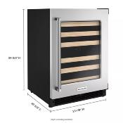 Cava de Vinos 24" (60 cm) apertura derecha Marca: KitchenAid Modelo: KUWR214KSB Color: Negro Inoxidable (2025 07)