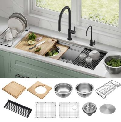 Tarja 1 Tina 57" (140 cm) Marca: KRAUS Modelo: KWU120-45 Color: Acero Inox (2,175 USD) (05 2026)