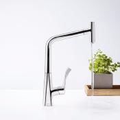 Llave Mezcladora Monomando de Cocina Hansgrohe Metris Select 14884000 con Extraible Acabado Cromo