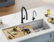 Tarja 1 Tina 57" (140 cm) Marca: KRAUS Modelo: KWU120-45 Color: Acero Inox (2,175 USD) (05 2026)