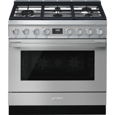 Estufa Gas Piso 36" (90 cm) Marca: Smeg Modelo: CPF36UGMX Color: Acero Inoxidable (2025 06)