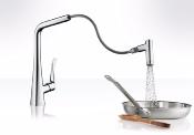 Llave Mezcladora Monomando de Cocina Hansgrohe Metris 14820800 con Extraible Acabad Acero Inoxidable